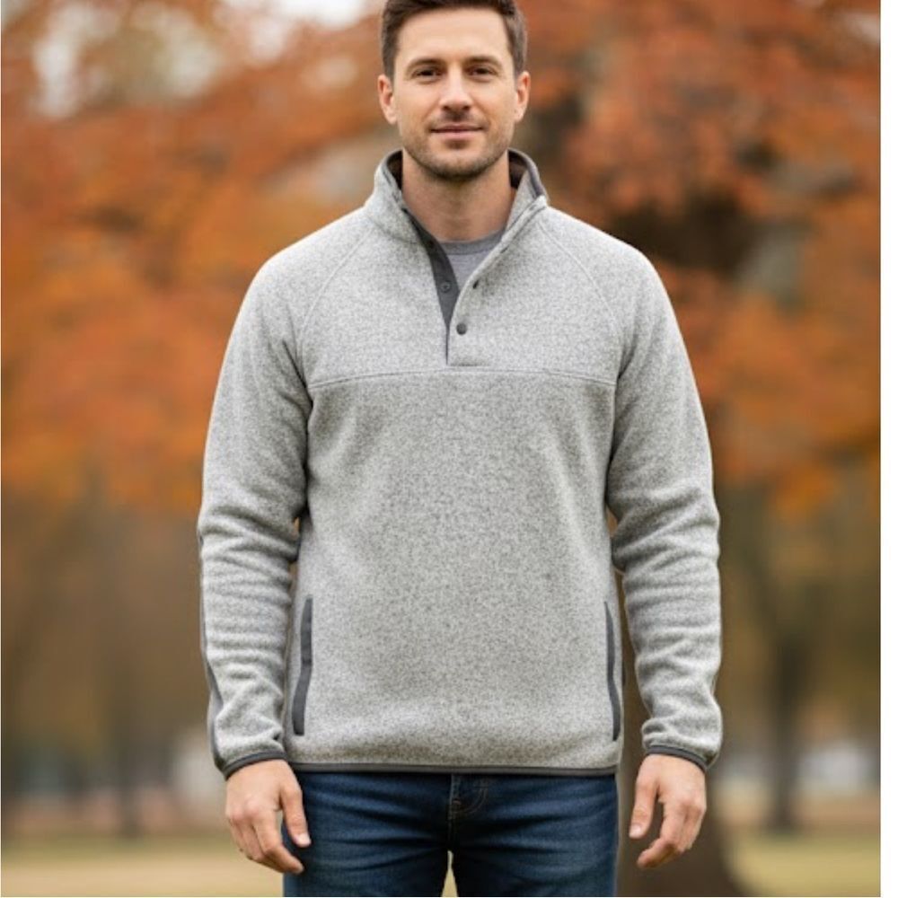 J.Crew Men's Gray Fleece Mockneck Pullover Sweater XS Casual